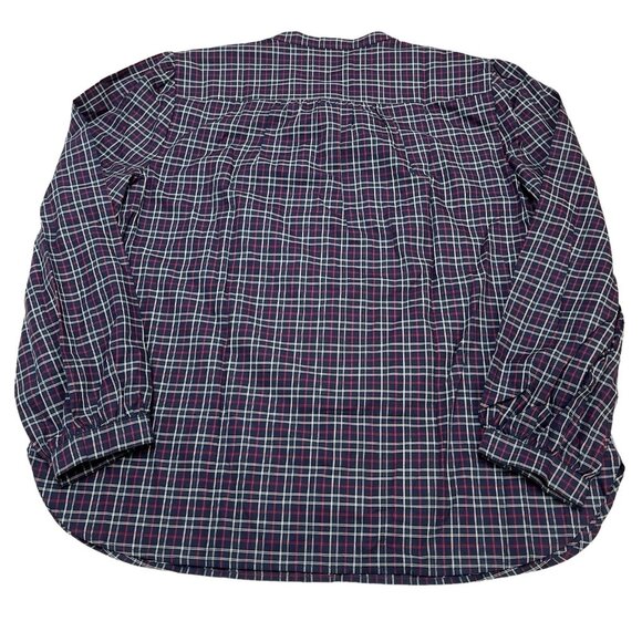 Untuckit Tara Top Womens 16 Mock Collar Button‎ Down Shirt Blue Plaid Preppy - Picture 2 of 9